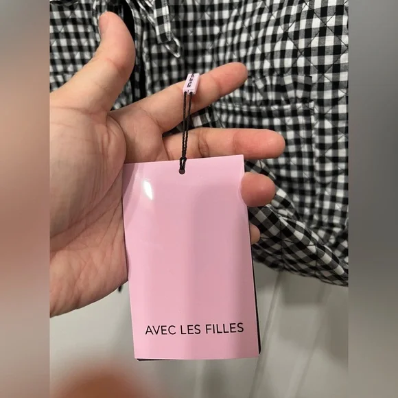 Black and White Checkered Women's Jacket Avec les Filles NWT - Picture 5 of 7